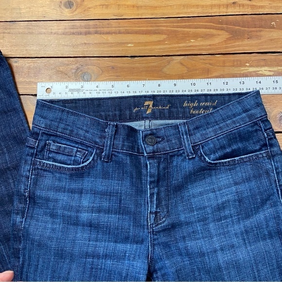7 for all Mankind high waist bootcut jeans boot cut dark blue stretch denim 26 - Picture 8 of 12